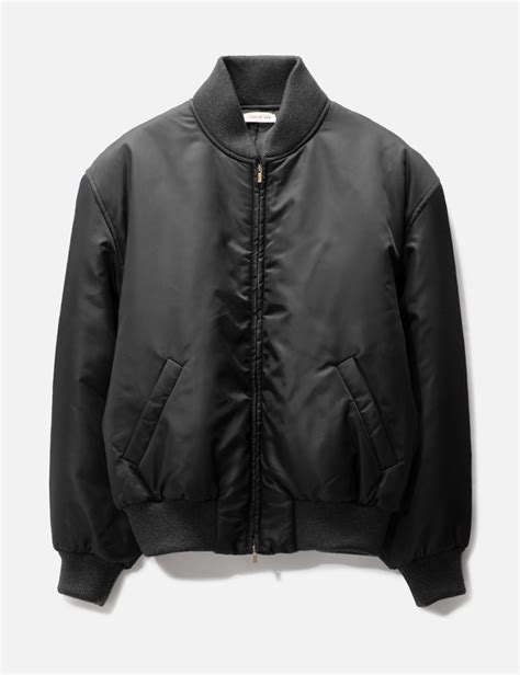 Nylon twill bomber jacket in black 